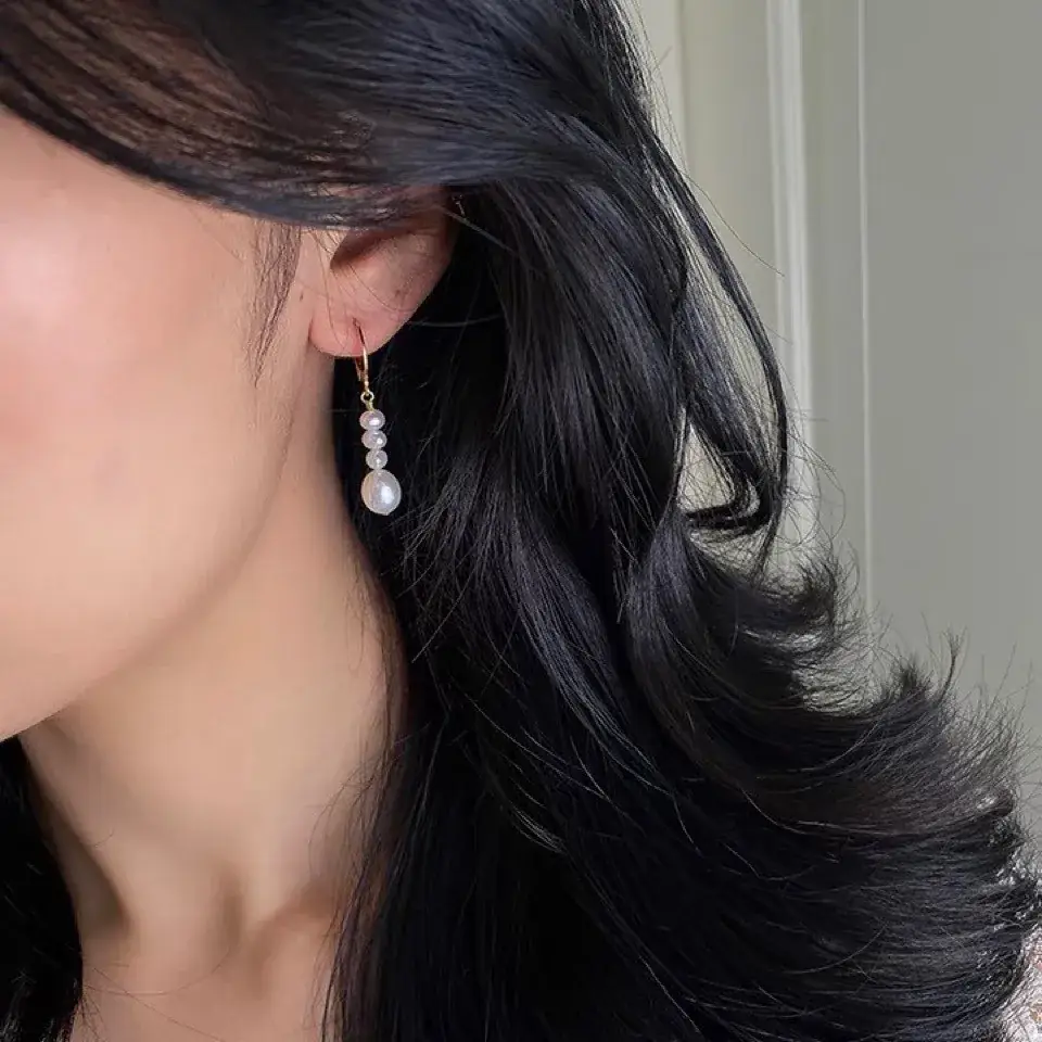 Natural Pearl Earrings for Women Summer Long Style - Image 4