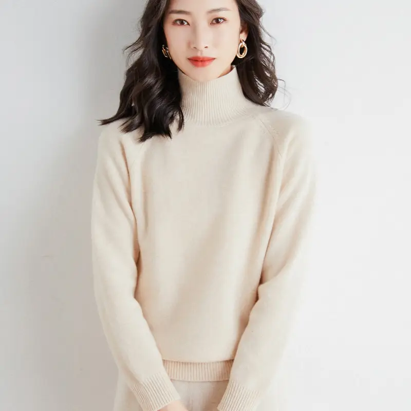 2025 Winter Women's Blue Knitted Turtleneck Sweater - Image 3