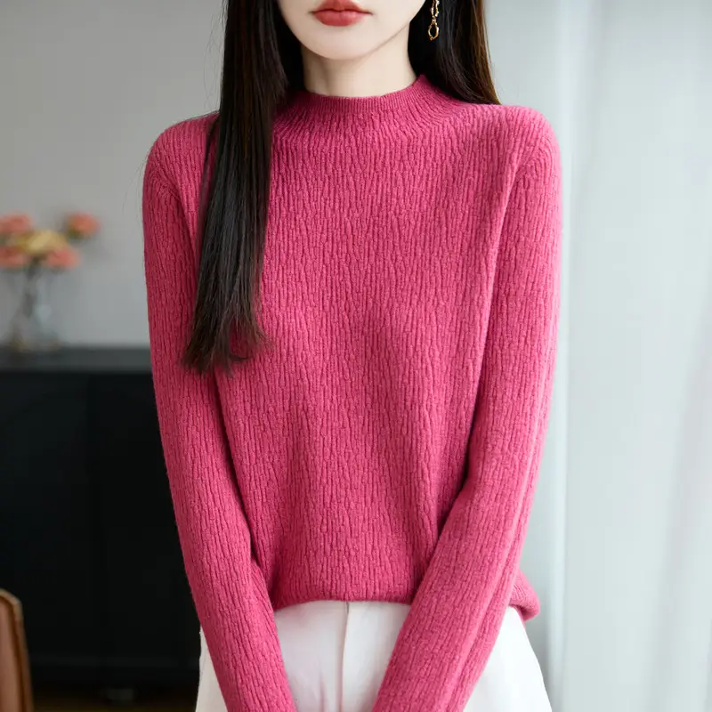 2025 Winter Women's Blue Knitted Turtleneck Sweater — feature 11