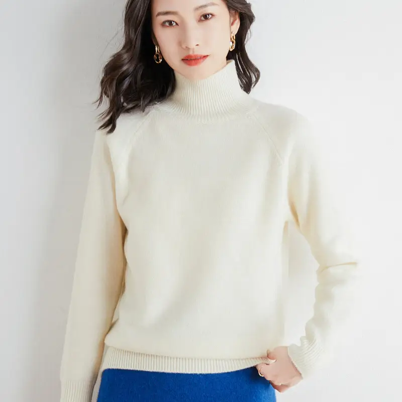 2025 Winter Women's Blue Knitted Turtleneck Sweater - Image 11