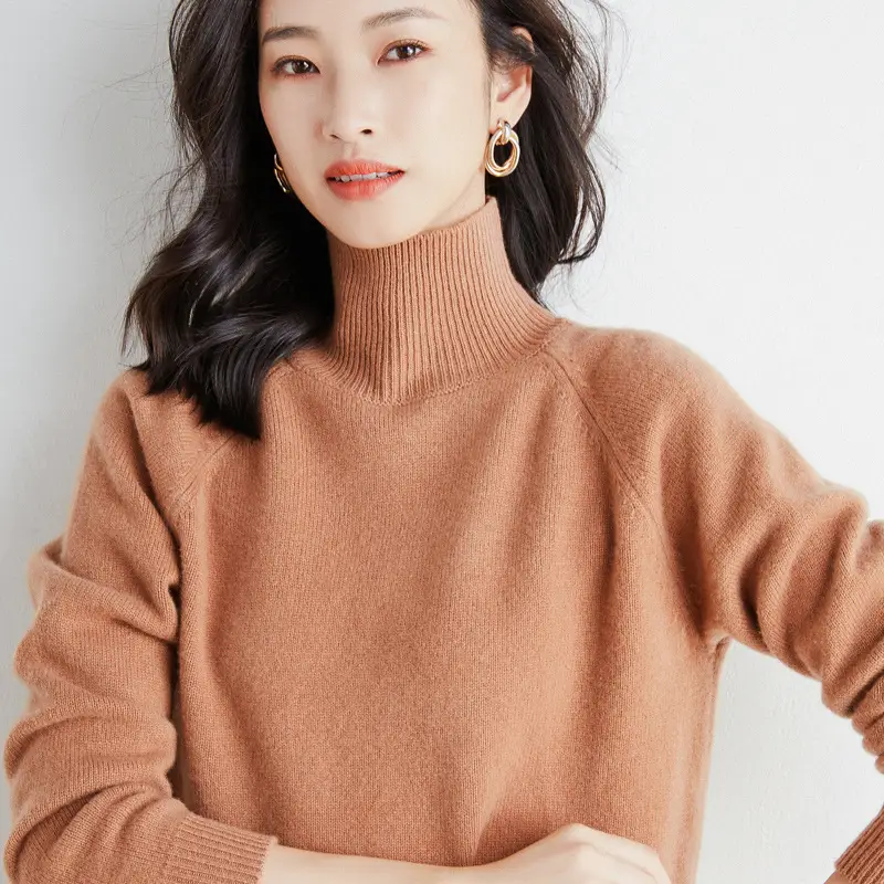 2025 Winter Women's Blue Knitted Turtleneck Sweater - Image 2