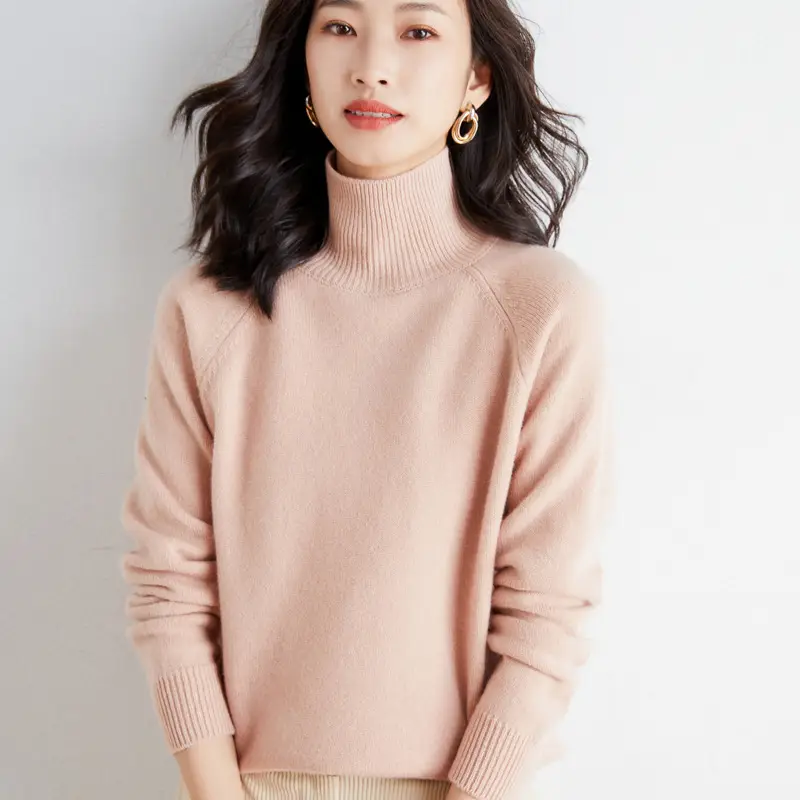 2025 Winter Women's Blue Knitted Turtleneck Sweater - Image 4