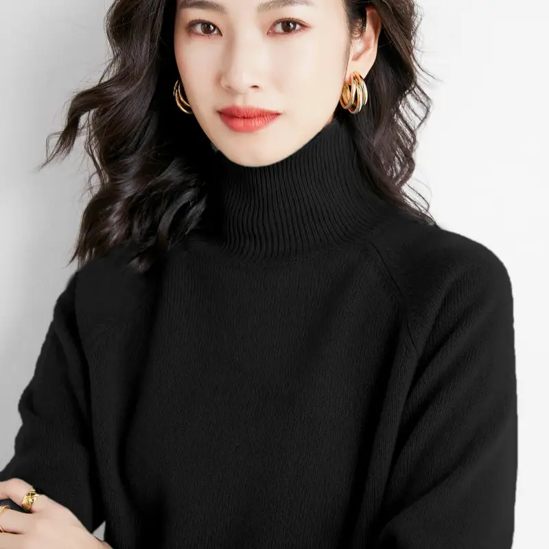 2025 Winter Women's Blue Knitted Turtleneck Sweater - Image 8