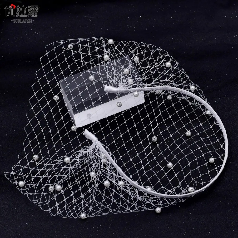European American Pearl Veil Beaded Headband for Bridal Party - Image 6