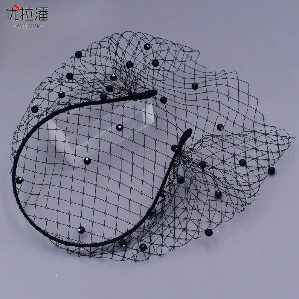 European American Pearl Veil Beaded Headband for Bridal Party - Image 2