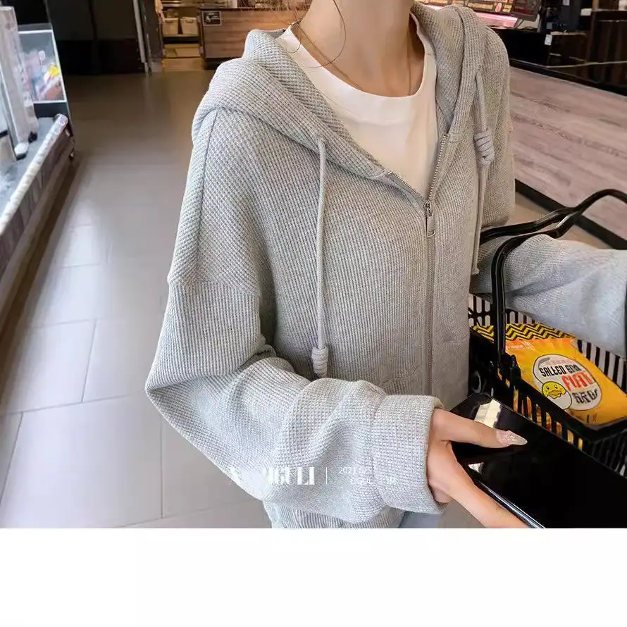 Women Pink Zipper Hooded Cardigan Jacket 2025 - Image 6