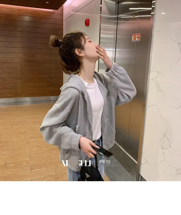 Women Pink Zipper Hooded Cardigan Jacket 2025 — feature 10