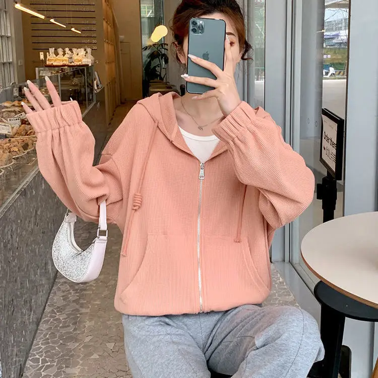 Women Pink Zipper Hooded Cardigan Jacket 2025 — feature 12