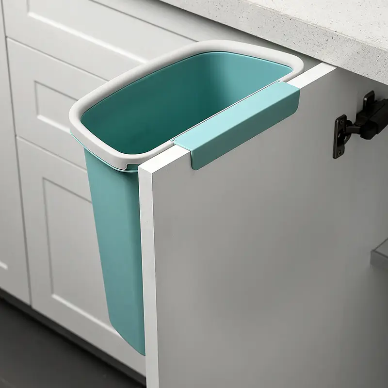 Meiya Wall-Mounted Plastic Trash Can Blue - Image 4