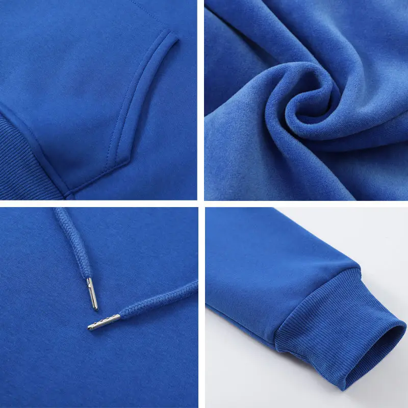 Blue Velvet Hooded Pullover Sweater for Men Women - Image 17