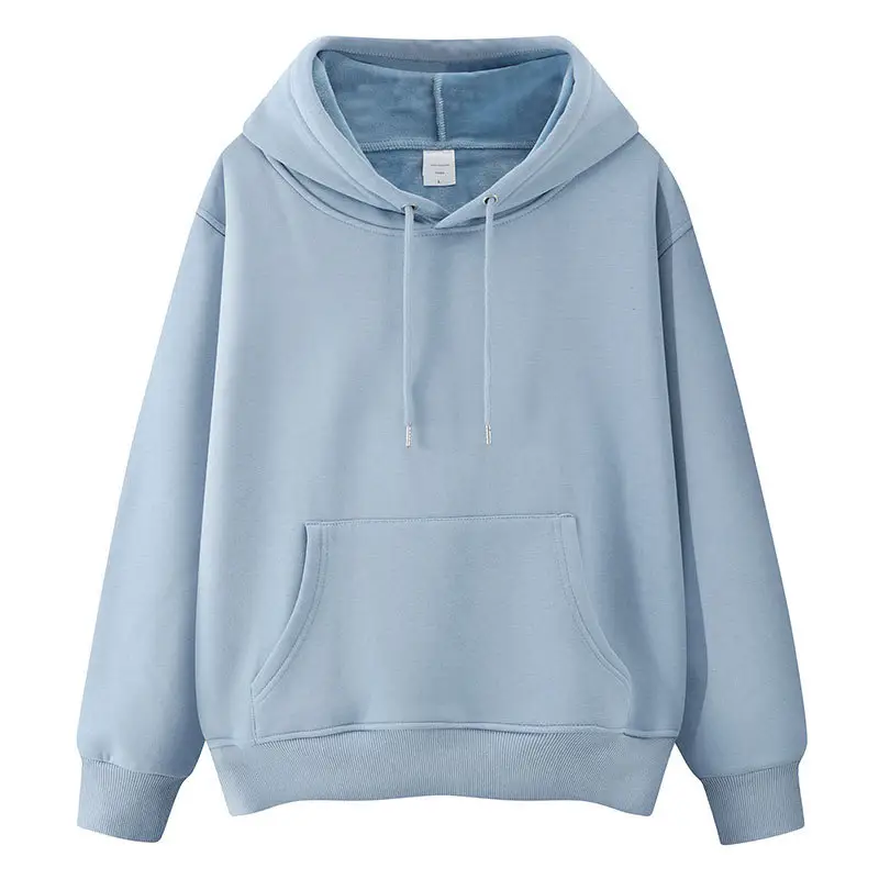 Blue Velvet Hooded Pullover Sweater for Men Women - Image 19