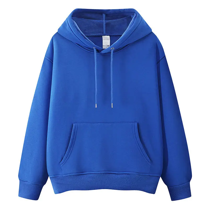 Blue Velvet Hooded Pullover Sweater for Men Women - Image 7