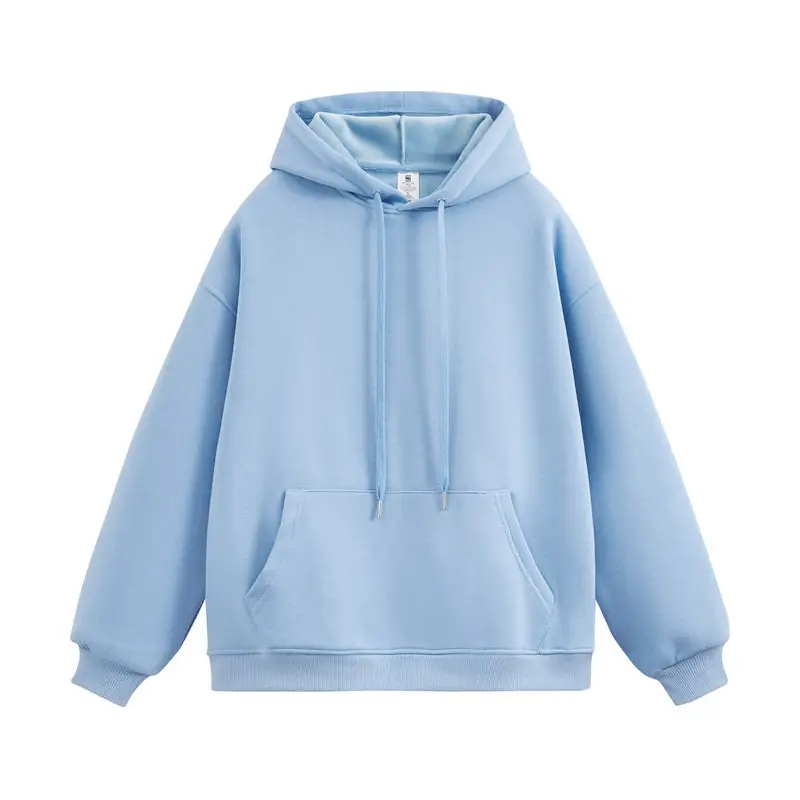 Blue Velvet Hooded Pullover Sweater for Men Women - Image 9