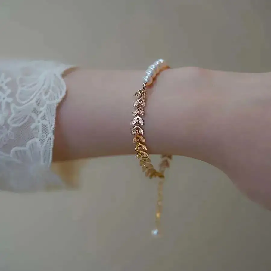 Pearl Leaf Design Bracelet for Women — feature 6
