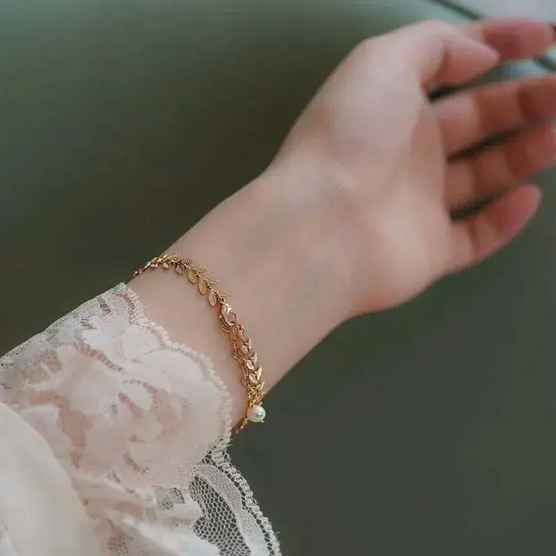 Pearl Leaf Design Bracelet for Women — feature 9