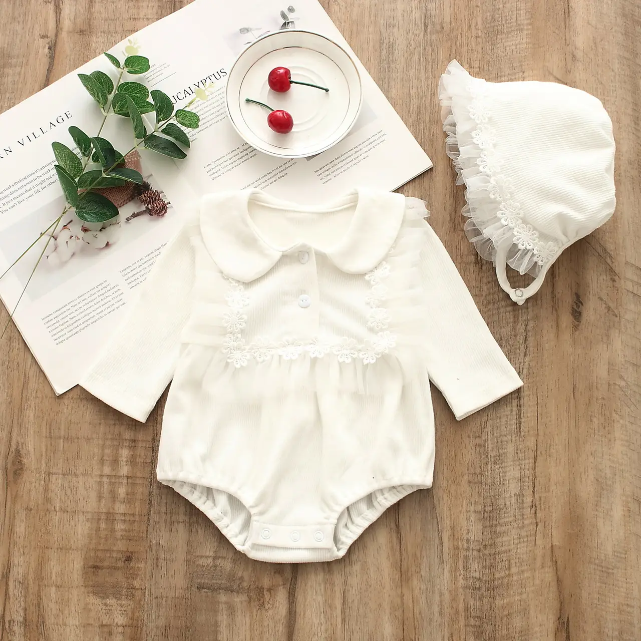 Yellow Cotton Baby Suit with Hat Set for Baby - Image 7