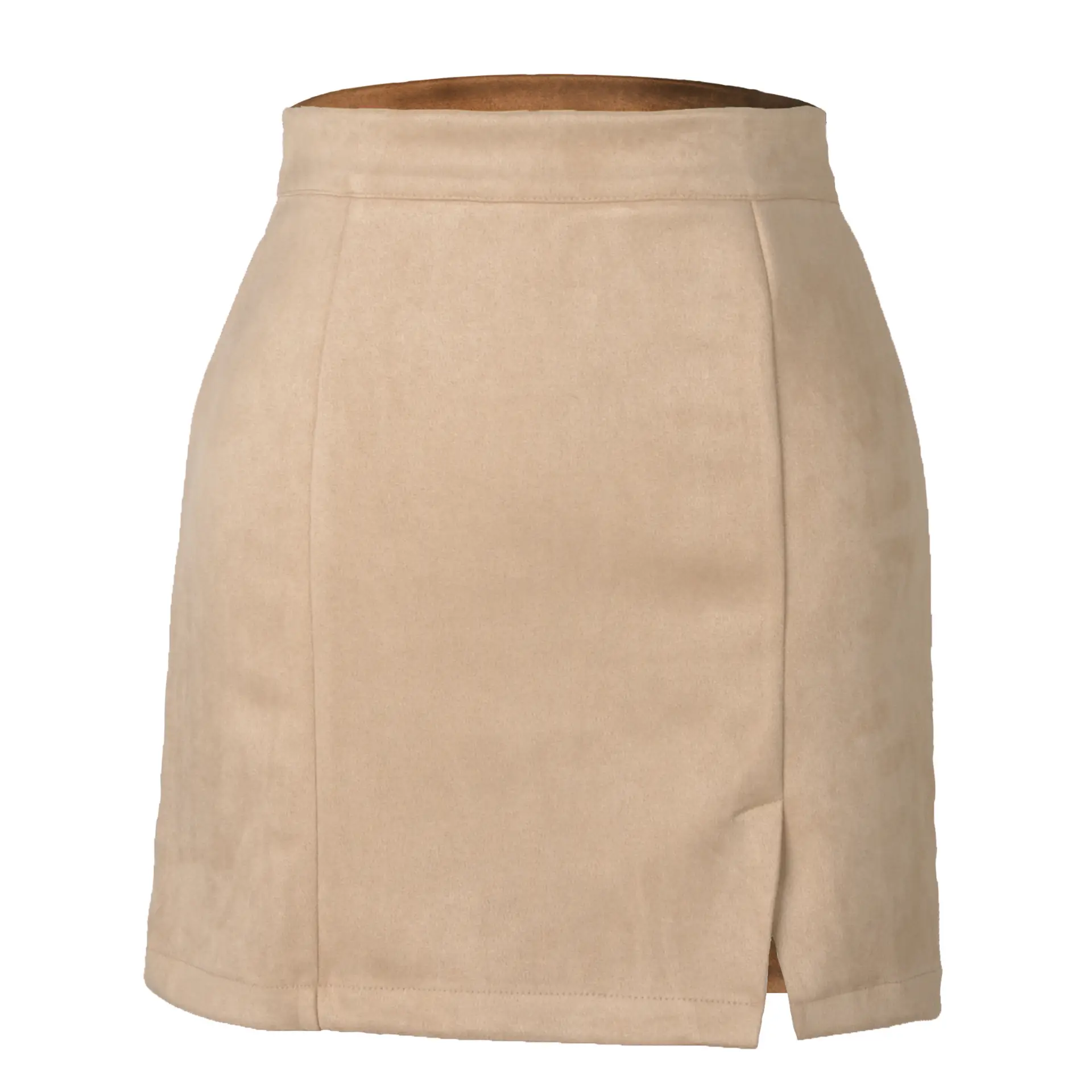 Women Suede Hip-Covering Short Skirt Navy High Waist Zipper - Image 10