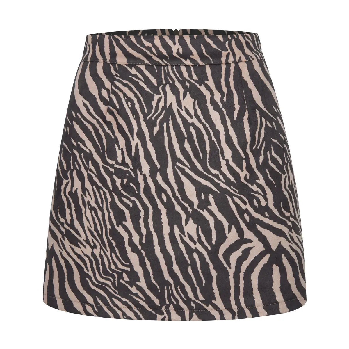 Women Suede Hip-Covering Short Skirt Navy High Waist Zipper - Image 15