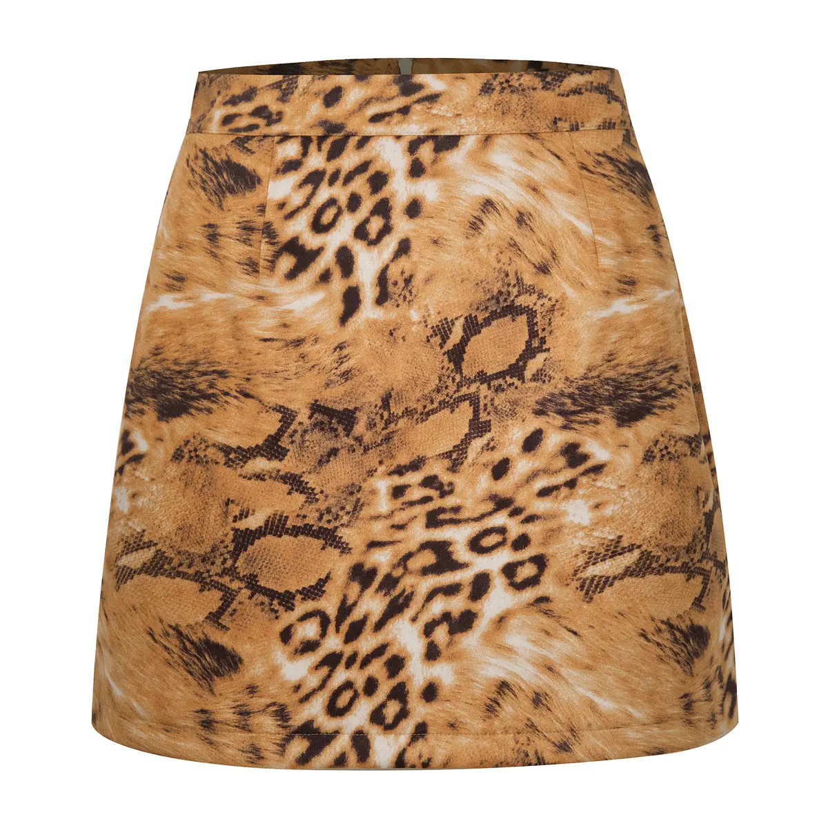 Women Suede Hip-Covering Short Skirt Navy High Waist Zipper - Image 16
