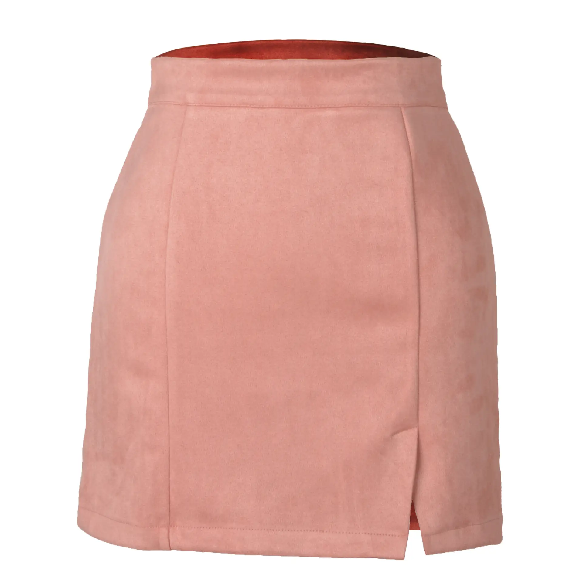Women Suede Hip-Covering Short Skirt Navy High Waist Zipper - Image 2