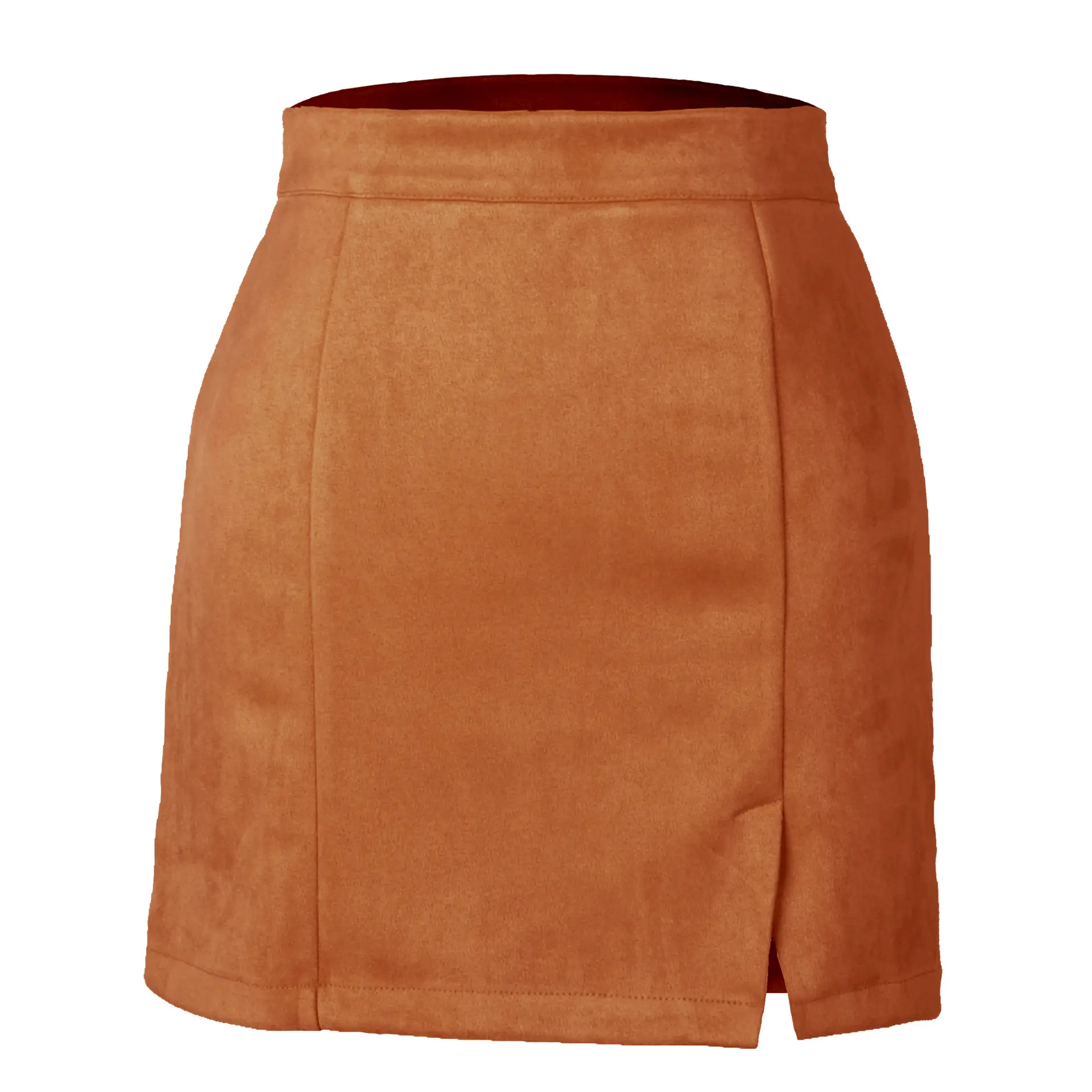 Women Suede Hip-Covering Short Skirt Navy High Waist Zipper - Image 4