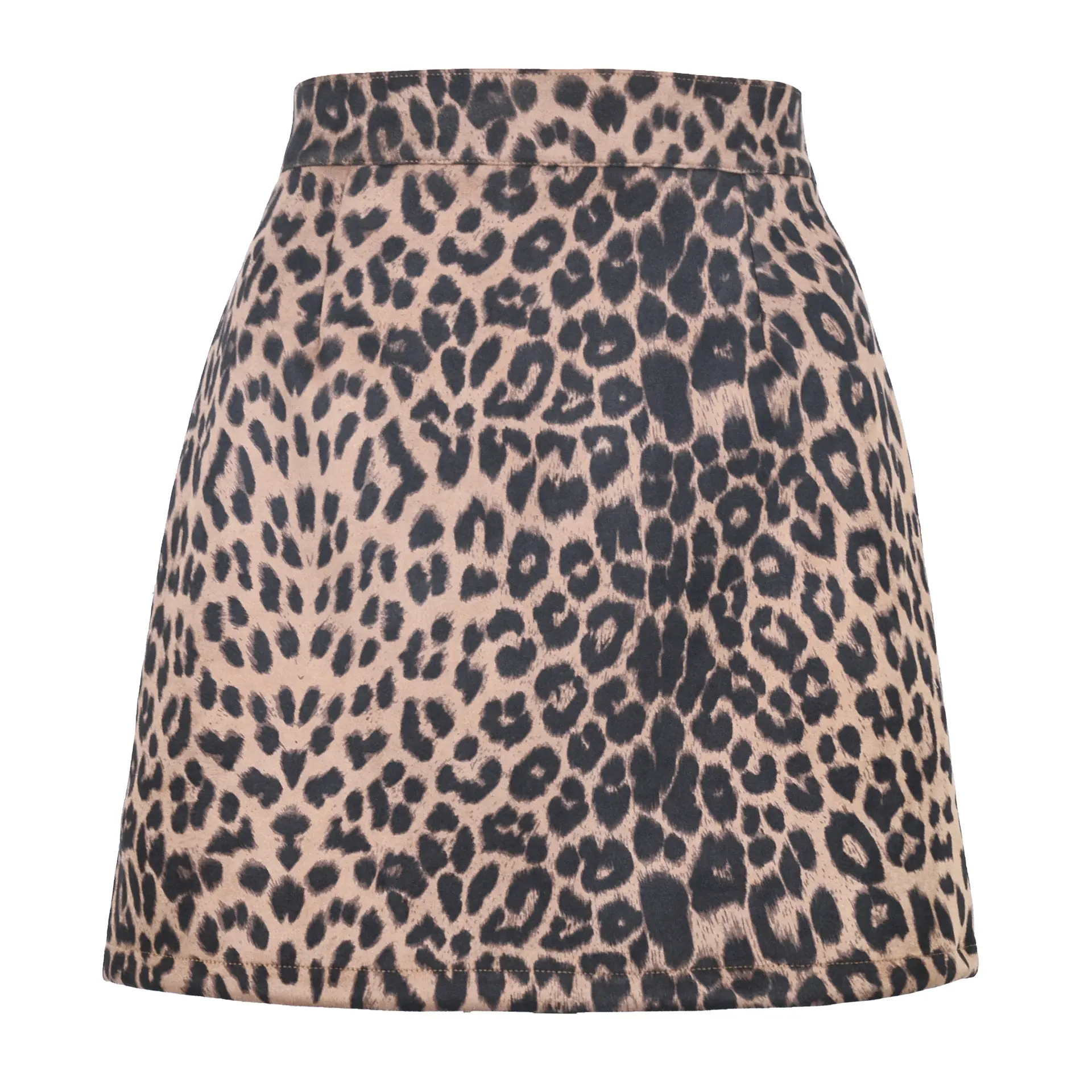 Women Suede Hip-Covering Short Skirt Navy High Waist Zipper - Image 6