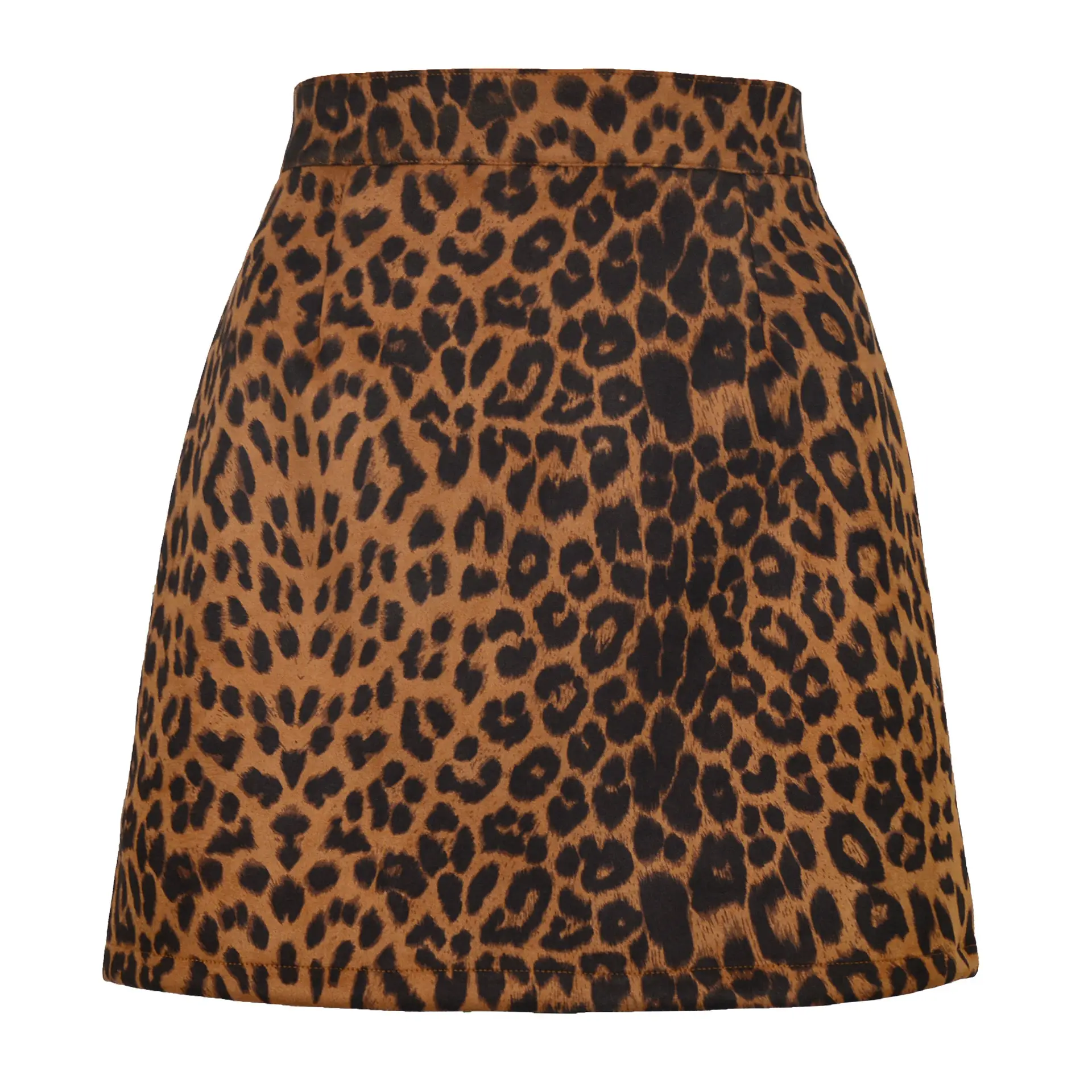 Women Suede Hip-Covering Short Skirt Navy High Waist Zipper - Image 7
