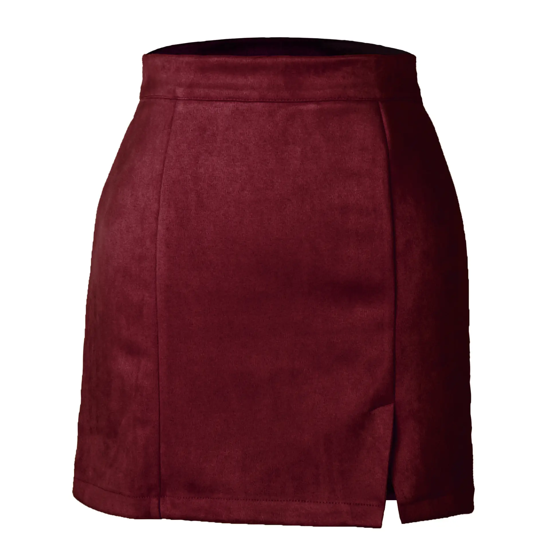 Women Suede Hip-Covering Short Skirt Navy High Waist Zipper - Image 9