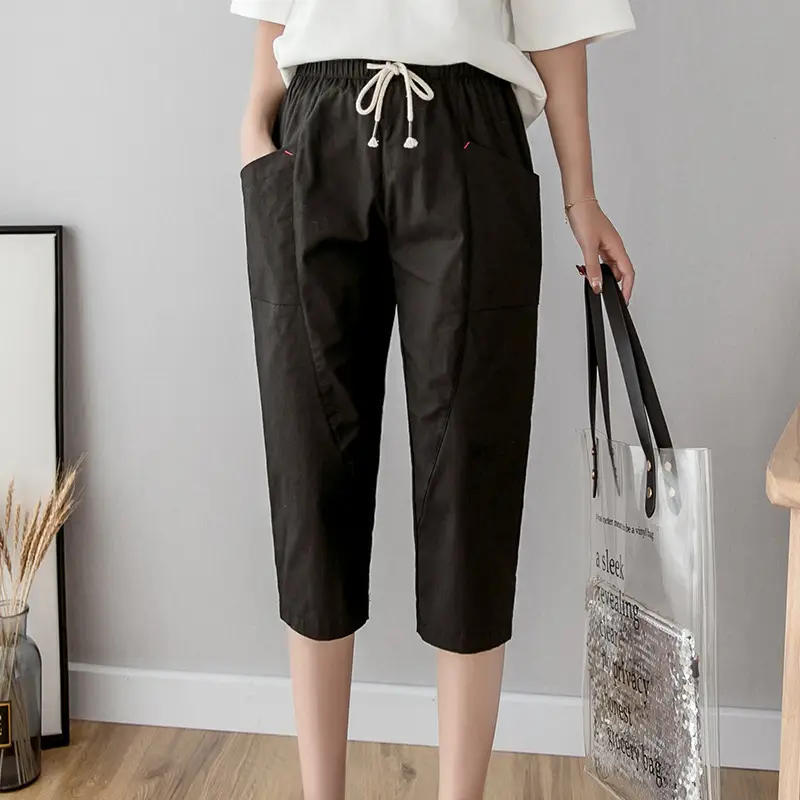 Women's Pink Harem Pants 2026 Summer Loose Cotton Jogger Plus Size - Image 3