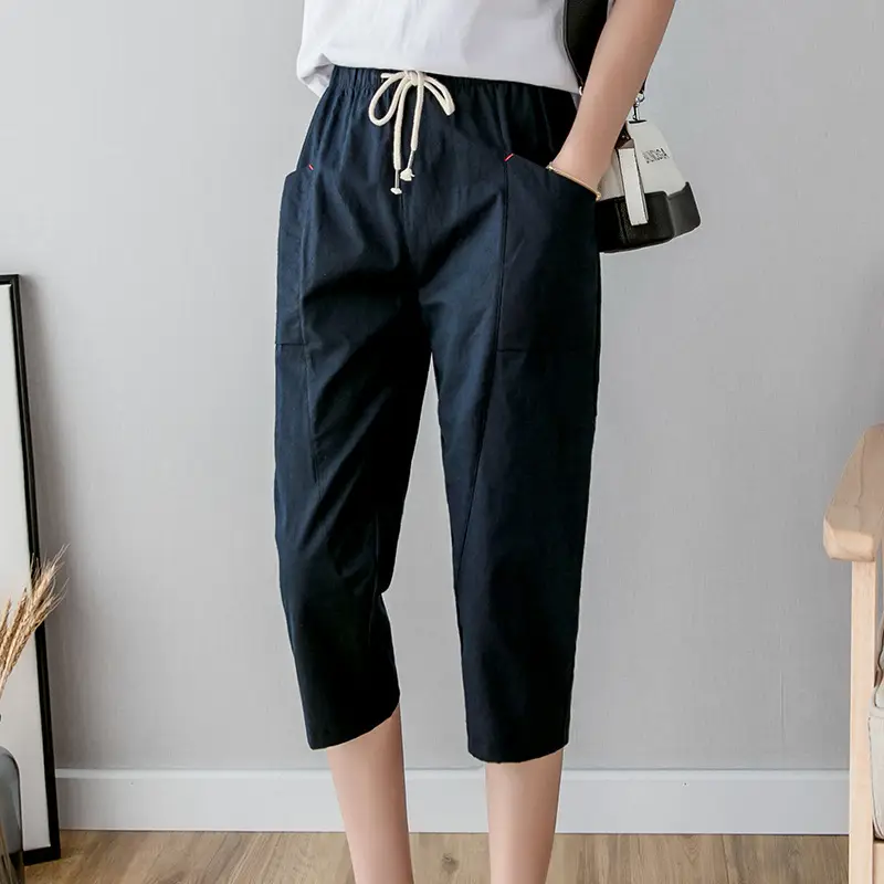 Women's Pink Harem Pants 2026 Summer Loose Cotton Jogger Plus Size - Image 4