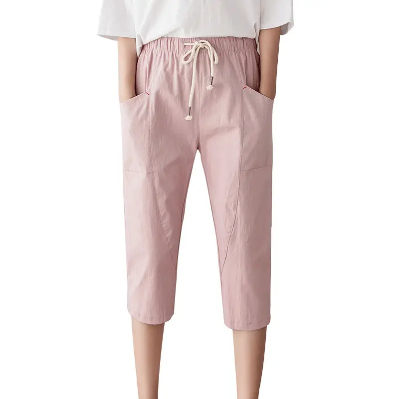 Women's Pink Harem Pants 2026 Summer Loose Cotton Jogger Plus Size - Image 6