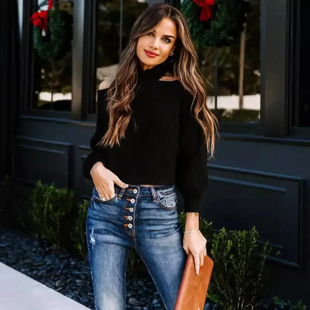 2023 Women's Off-Shoulder Knitted Sweater Set - Image 8