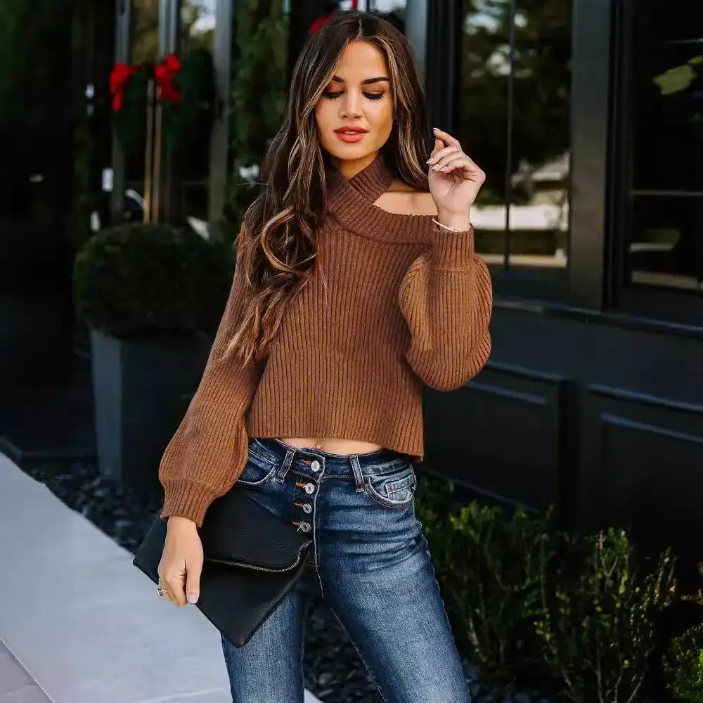 2023 Women's Off-Shoulder Knitted Sweater Set - Image 10