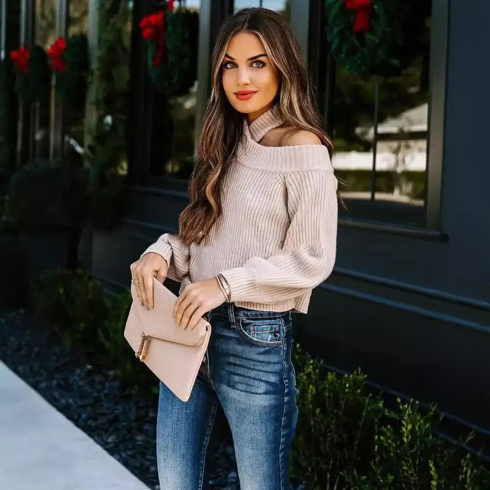 2023 Women's Off-Shoulder Knitted Sweater Set - Image 11