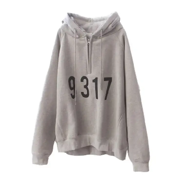 Women Grey Hoodie 9317 Zipper Spring Autumn - Image 7