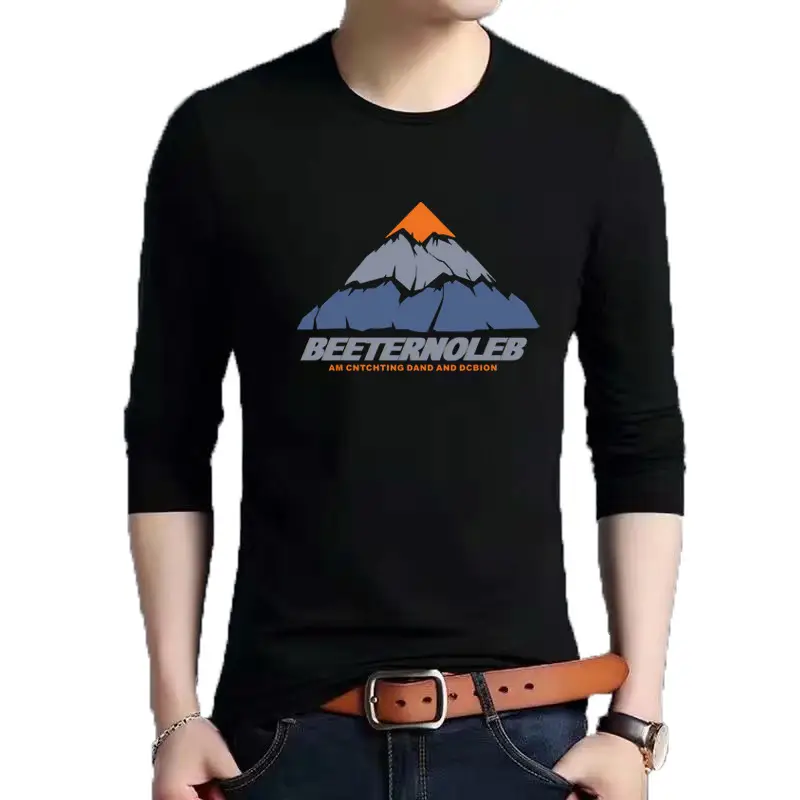 2021 Men Long Sleeve Printed T-Shirt Black - Image 3