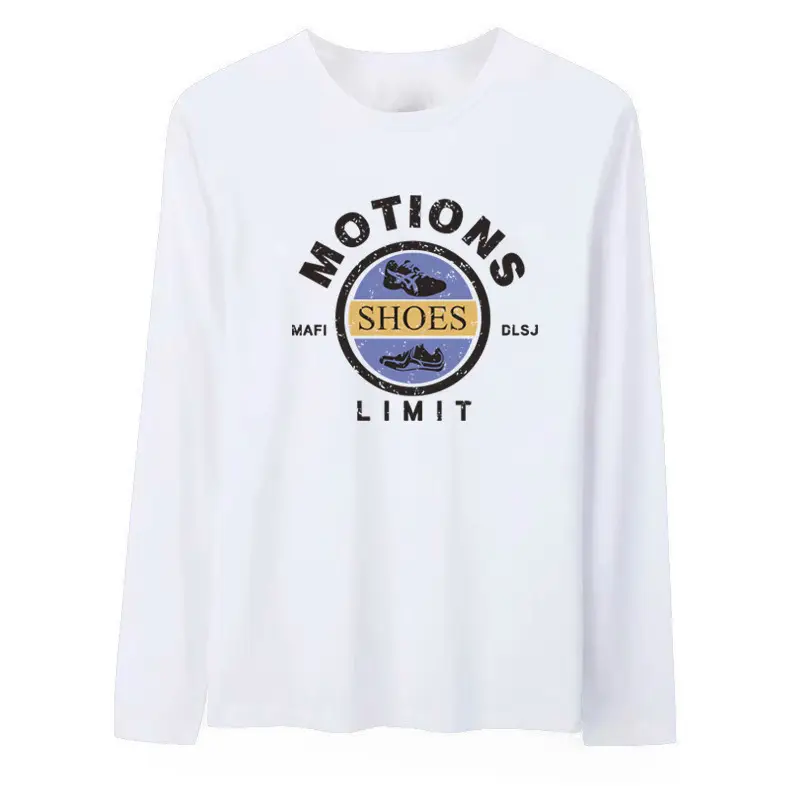 2021 Men Long Sleeve Printed T-Shirt Black - Image 5