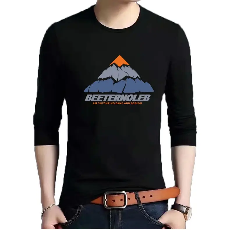 2021 Men Long Sleeve Printed T-Shirt Black - Image 7