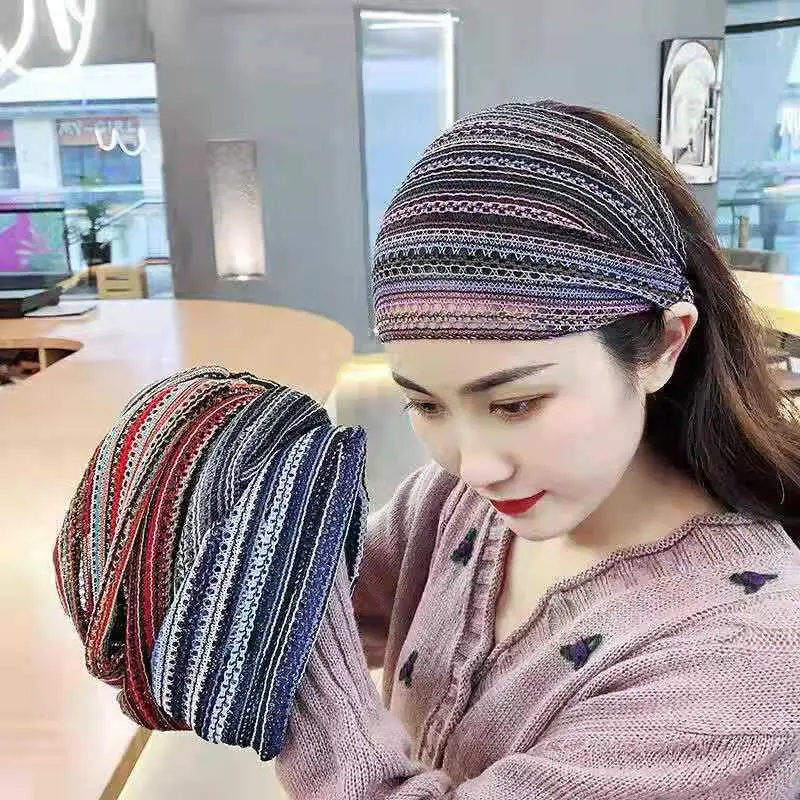 Korean Wide-Brimmed Colorful Striped Hairband for Women