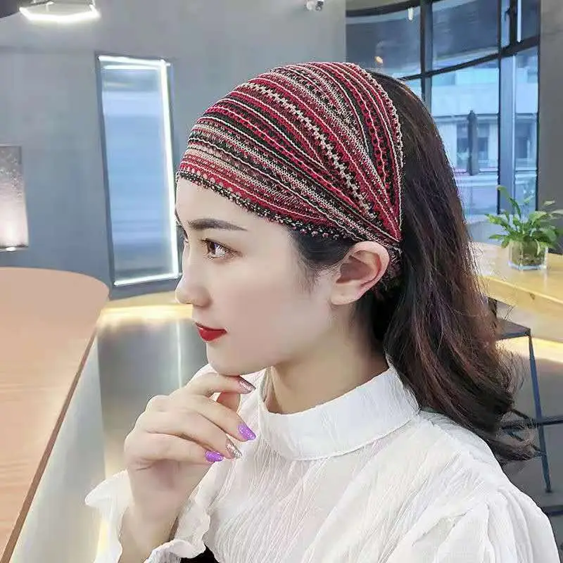 Korean Wide-Brimmed Colorful Striped Hairband for Women