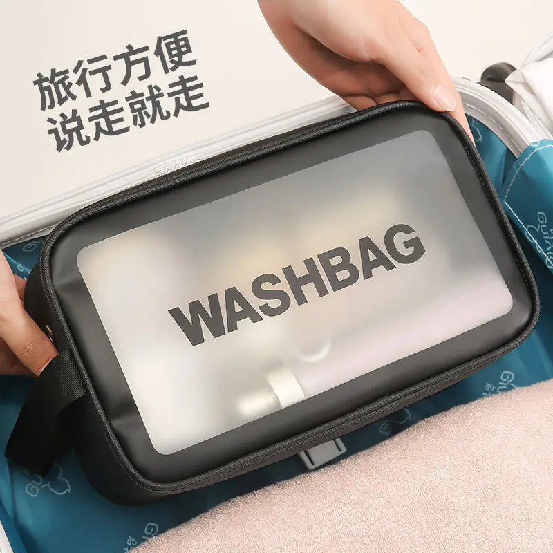 Women's Zipper Makeup & Wash Bag Transparent Black - Image 11