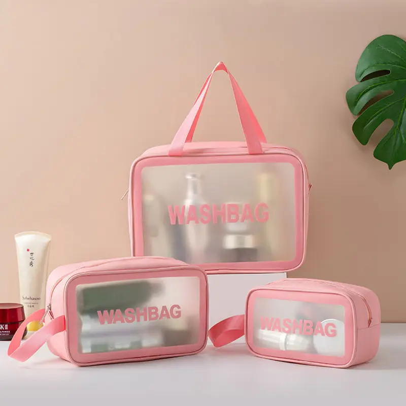 Women's Zipper Makeup & Wash Bag Transparent Black - Image 12