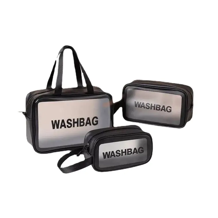 Women's Zipper Makeup & Wash Bag Transparent Black - Image 14
