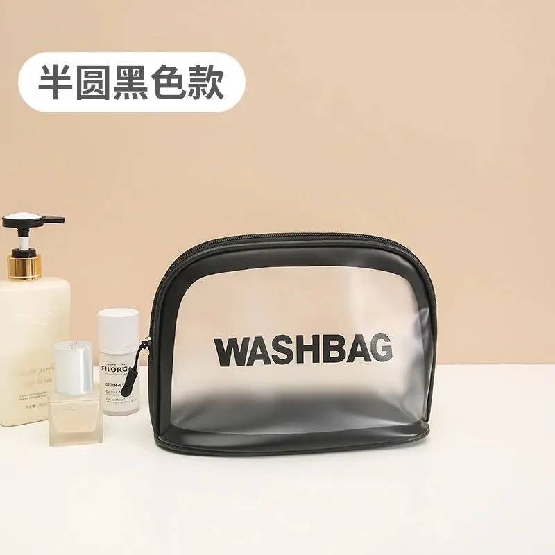 Women's Zipper Makeup & Wash Bag Transparent Black - Image 9