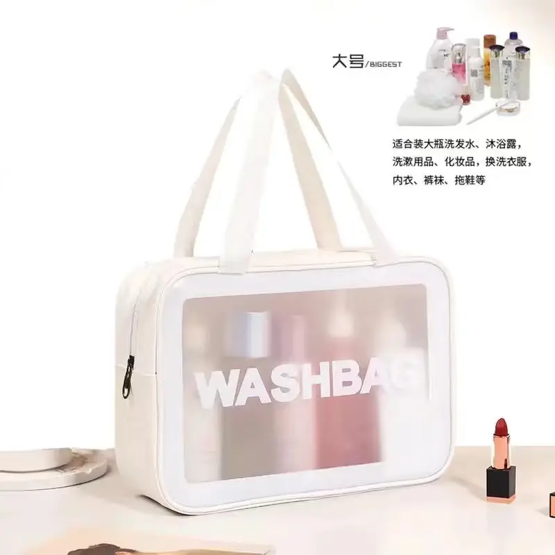 Women's Zipper Makeup & Wash Bag Transparent Black - Image 3
