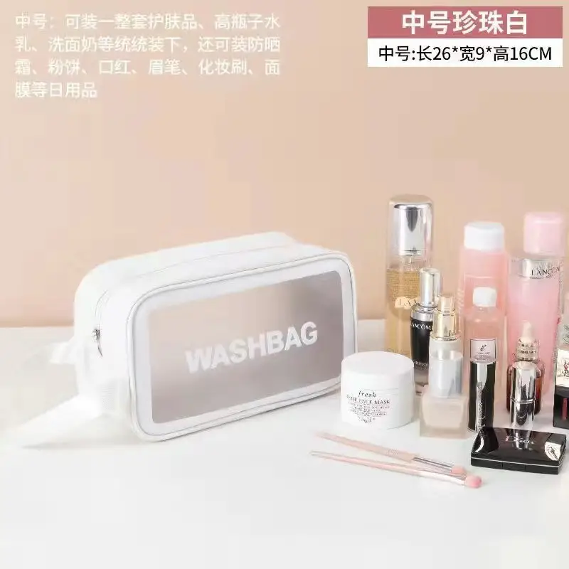 Women's Zipper Makeup & Wash Bag Transparent Black - Image 6