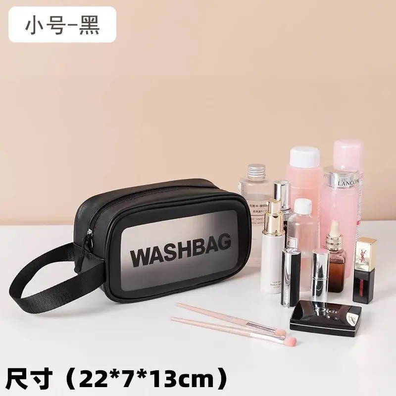 Women's Zipper Makeup & Wash Bag Transparent Black - Image 7