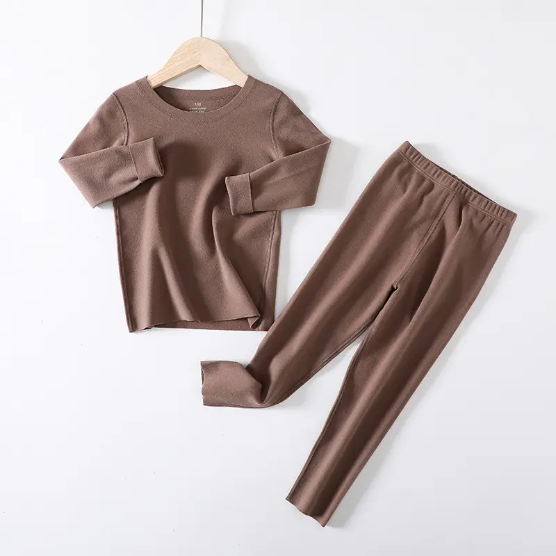 Girls Velvet Trousers Set Brown Winter Warm - Image 4