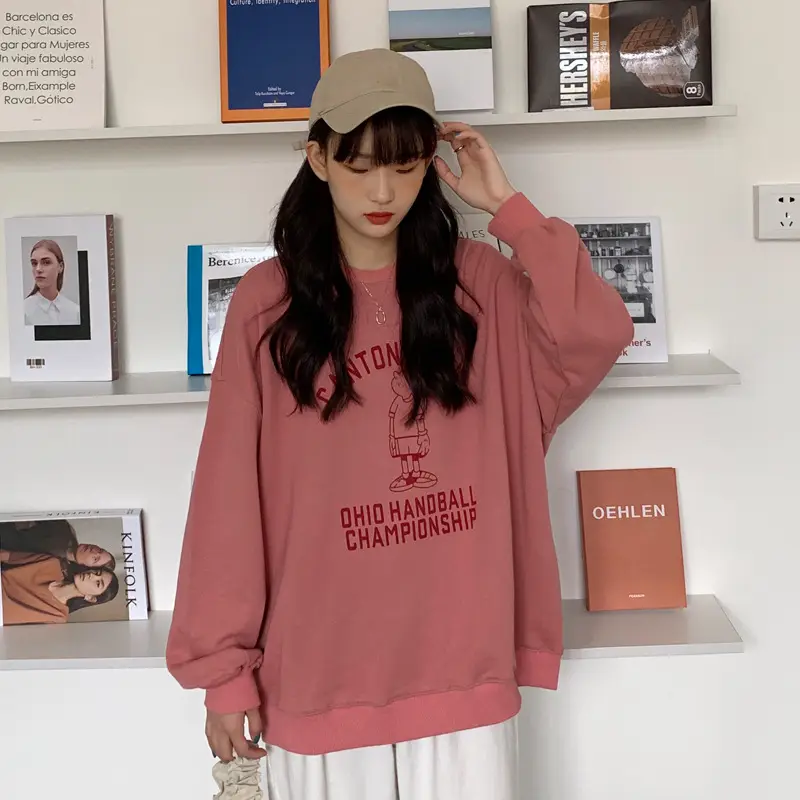 Women Long Sleeve Grey Sweatshirt with Graphic Print - Image 6