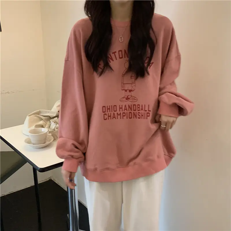 Women Long Sleeve Grey Sweatshirt with Graphic Print — feature 10